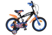 Kinderfahrrad in Schwarz und Orange mit Rennmotiven und...