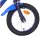 Blaues Kinderfahrrad mit lila Reifen und Reflektor am Vorderrad
