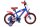 Blaues Kinderfahrrad mit roten Akzenten und Comic-Motiv