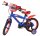 Buntes Kinderfahrrad mit Comic-Motiven und Stützrädern