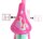Pinkes Fahrrad mit buntem Sattel und grafischem Design