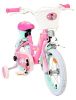 Kinderfahrrad in Pink und Mintgrün mit Korb und Trainingst stabilisatoren