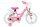Rosa Kinderfahrrad mit weißen Reifen und Korb vorne