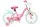 Rosa Kinderfahrrad mit Barbie-Motiven und Korb vorne