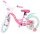 Rosa Kinderfahrrad mit weißen Reifen und Korb vorne