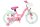 Rosa Kinderfahrrad mit weißen Reifen und Korb vorne