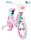 Kinderfahrrad in Pink und Türkis mit Korb und bunten Aufklebern