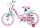 Rosa Kinderfahrrad mit Korb und bunten Aufklebern, 16 Zoll Räder