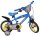 Blaues Kinderfahrrad mit gelben Reifen und Charaktermotiven