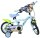 Kinderfahrrad in Blau mit buntem Design und Stützrädern