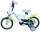 Kinderfahrrad in Blau mit grünen Akzenten und Stützrädern