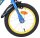 Blaues Fahrrad mit gelbem Reifen und reflektierendem Element am Vorderrad