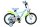 Kinderfahrrad in Blau und Grün mit buntem Design und Stützrädern