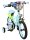 Kinderfahrrad in Blau mit buntem Design und Stützrädern