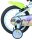 Buntes Kinderfahrrad mit Stützrädern und Comic-Motiven am Rahmen