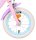 Vorderreifen eines Kinderfahrrads in Pink und Blau mit reflektierendem Element