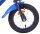 Blaues Kinderfahrrad mit lila Reifen und reflektierenden Elementen