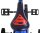 Blauer Kinderfahrstuhl mit schwarzem Sattel und rotem Superman-Logo