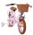 Rosa Kinderfahrrad mit Korb und Stützrädern, brauner Sitz