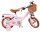 Rosa Kinderfahrrad mit Korb und braunen Details