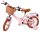 Rosa Kinderfahrrad mit Korb, braunen Griffen und Reifen