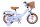 Kinderfahrrad in Hellblau mit Korb und braunen Reifen