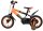 Kinderfahrrad in Schwarz und Orange mit Flammenmotiv und Stützrädern