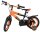 Schwarzes Kinderfahrrad mit orangefarbenen Akzenten und stabilen Reifen