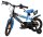 Kinderfahrrad in Blau und Schwarz mit Stützrädern und Trinkflasche