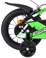 Hinterrad eines Fahrrads mit Stützrad und...