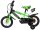 Kinderfahrrad in leuchtendem Grün mit Stützrädern und Trinkflasche