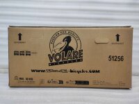 Kartonverpackung für ein Fahrrad mit Logo und Gewichtshinweis