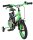 Kinderfahrrad in Schwarz und Grün mit Stützrädern und verstellbarem Sattel