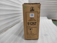 Braune Kartonverpackung mit grüner und schwarzer Farbe, Produktinformationen sichtbar