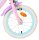 Vorderreifen eines Kinderfahrrads in Pink und Blau mit reflektierendem Element