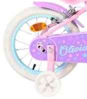 Lila Kinderfahrrad mit weißen Reifen und pinken...