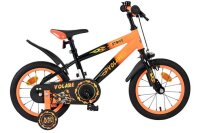 Schwarzes Kinderfahrrad mit orangefarbenen Akzenten und...