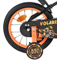 Schwarzes Fahrrad mit orangefarbenen Reifen und...