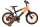 Schwarzes Kinderfahrrad mit orangefarbenen Akzenten und Flammenmotiv