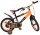 Kinderfahrrad in Orange und Schwarz mit sportlichem Design und Stützrädern