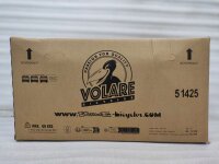 Kartonverpackung für ein Fahrrad mit Logo und Gewichtshinweis