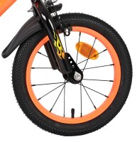 Volare Strike 14 Zoll Kinderfahrrad für Jungen – Schwarz-Orange, zwei Handbremsen, abnehmbare Stützräder, höhenverstellbar