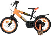 Volare Strike 14 Zoll Kinderfahrrad für Jungen – Schwarz-Orange, zwei Handbremsen, abnehmbare Stützräder, höhenverstellbar