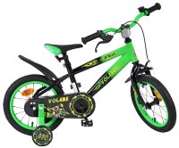 Kinderfahrrad in Grün und Schwarz mit sportlichem Design und 16-Zoll-Rädern