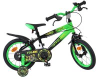 Kinderfahrrad in Schwarz und Grün mit 16-Zoll-Rädern und Stützrädern