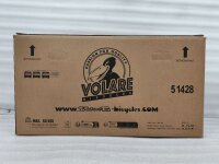 Braune Kartonverpackung mit Logo und Informationen zu Fahrrädern