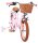 Rosa Kinderfahrrad mit Korb, Stützrädern und braunen Reifen