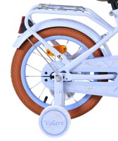 Hinterrad eines Fahrrads mit braunen Reifen und blauer...