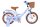 Kinderfahrrad in Blau mit Korb und braunen Reifen
