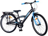 Fahrrad mit Handbremse, Rücktrittbremse und batteriebetriebenen Lichtern.